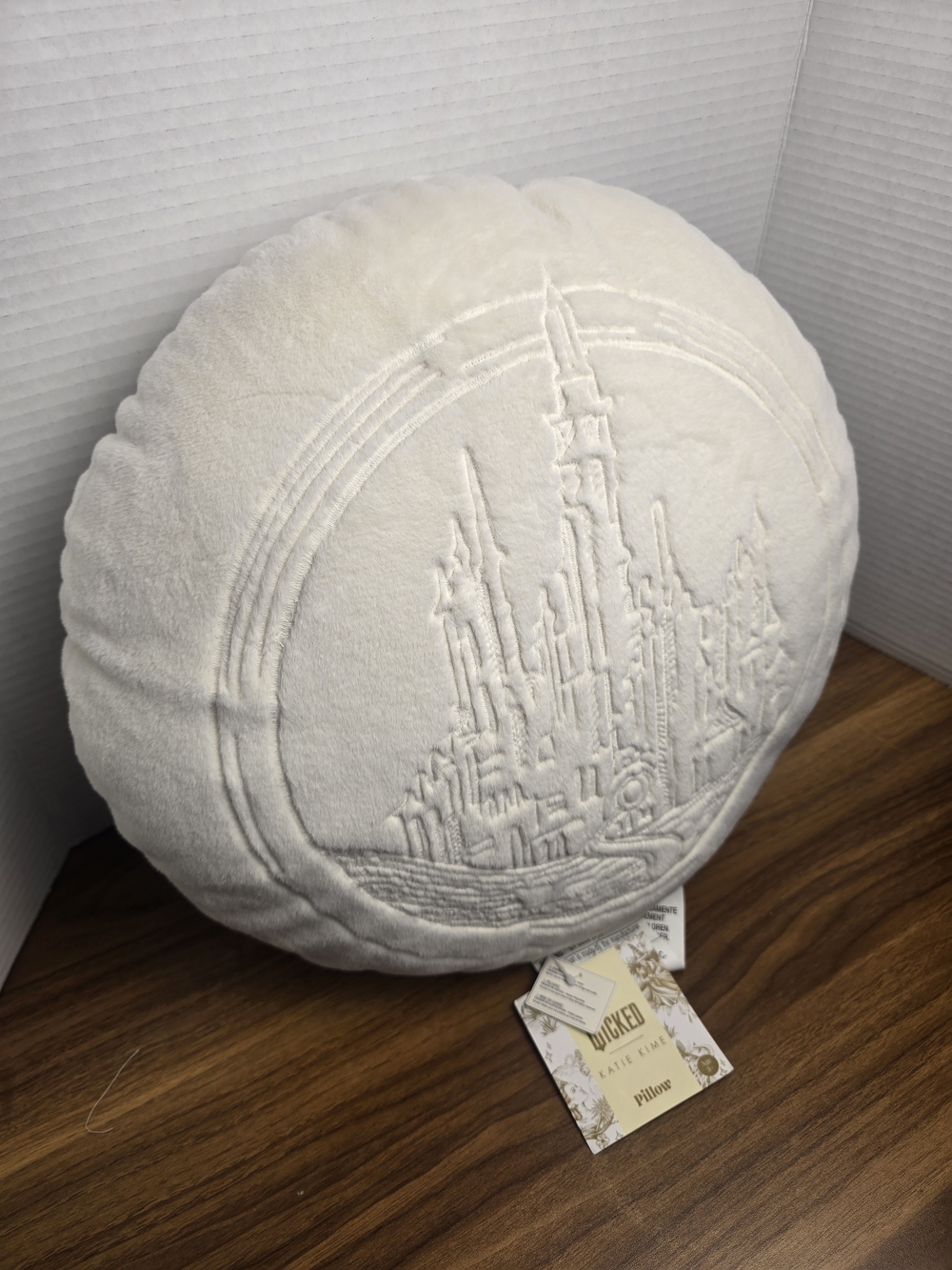 Wicked For Good Katie Kime Round Pillow Embroidered Glinda Castle in Ivory - Picture 4 of 8